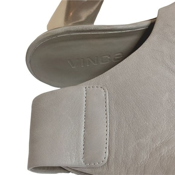 Vince Faye Open Peep Toe Women's 6.5 M Gray Silver Blocked Heel booties - Picture 5 of 7